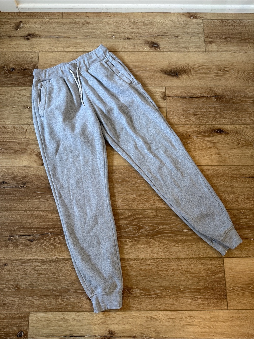 Women's Light Gray Track Joggers with Elastic Waist